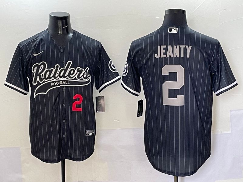 Men 2025 Oakland Raiders #2 Jeanty Black Stripe Joint Name Nike Limited NFL Jersey style 2->oakland raiders->NFL Jersey